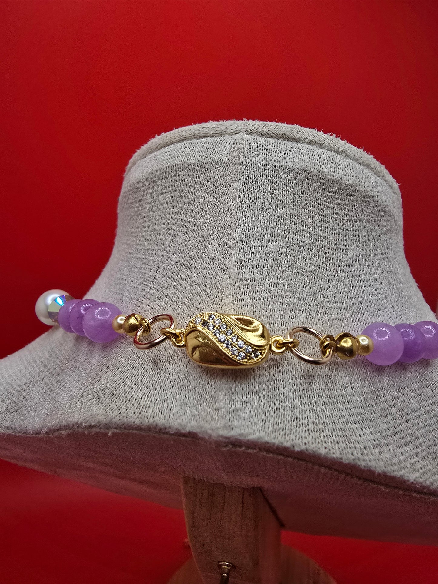 Bridal Lavender Amethyst and Mother of Pearl Necklace and Earrings