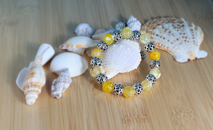 Yellow Fire Agate and Tibetan Silver Bracelet